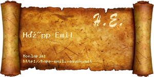 Hápp Emil névjegykártya